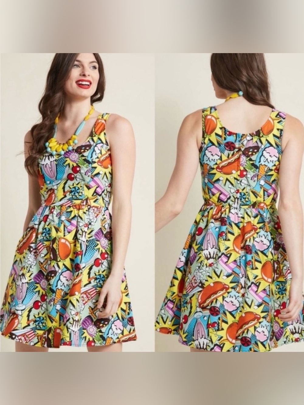 Folter Good Enough To Eat Women’s Cotton A- line Dress With novelty food print S
